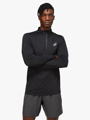 Mens Asics Core 1/2 Zip Top Black Long Sleeve Top