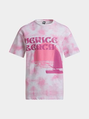 Jet Teen Girls Pink Tie Dye Venice Beach Oversized T-Shirt