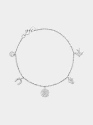 Sterling Silver Cubic Zirconia Charm Bracelet