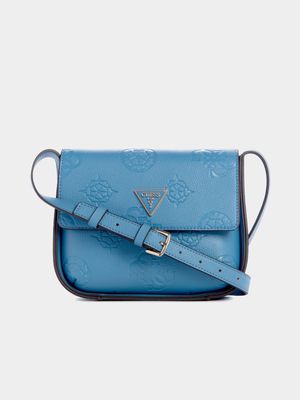 Women's Guess Blue Keandra Crossbody Flap Bag