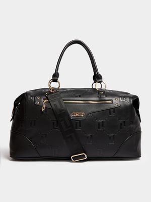 Luella Jumbo Embossed Monogram Weekender Bag