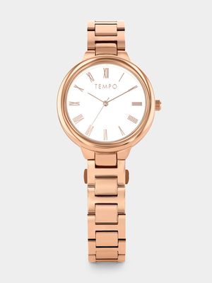 Tempo Rose Plated Silver Dial Bracelet Watch