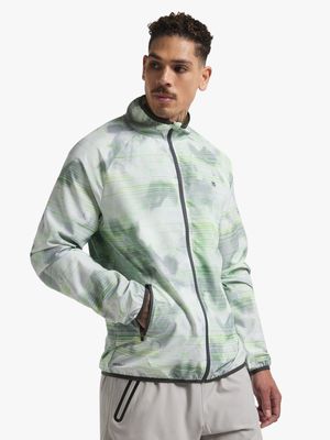 Mens TS All Over Print Cloud Stripe Grey/Lime Run Jacket