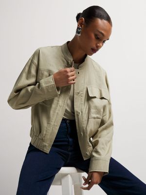 Linen-Blend Unlined Utility Bomber