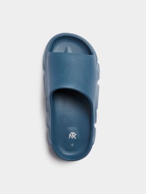 Jet Younger Boys Chambray Blue Chunky Slide