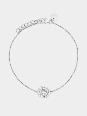 Sterling Silver Cubic Zirconia Rose Bracelet