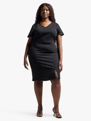 Jet Women's Black Flutter Sleeve Bodycon Dress