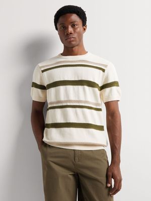 Men's Markham Crew Texture Ecru Knitwear