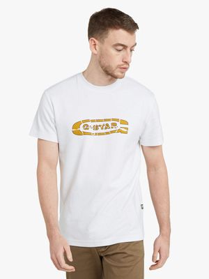 G-Star Men's Destroyed Old Skool Logo White T-Shirt