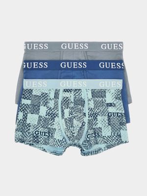 Men's Guess Blue 3 Pack Joe Boxer Trunk