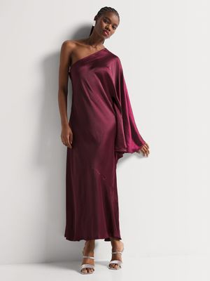 Luella Satin Asymmetrical Kaftan Dress