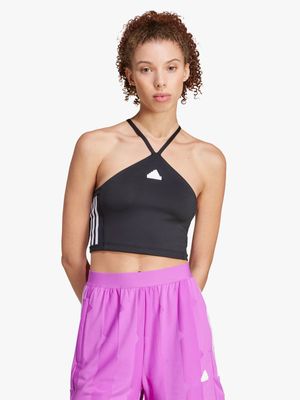 Womens adidas Tiro Cut 3-stripes Black Cropped Tank Top