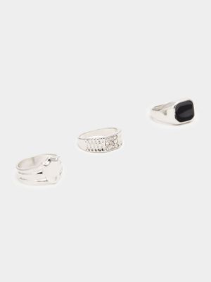 Men's Markham Crest Signet Crystal Ring Set