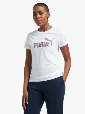 Womens Puma Essentials+ Hypernatural White Tee