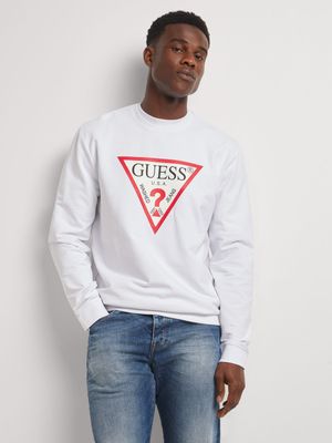 Men's Guess Pure White Audley Fleece Sweatshirt