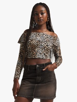 Women's Brown Animal Print Top