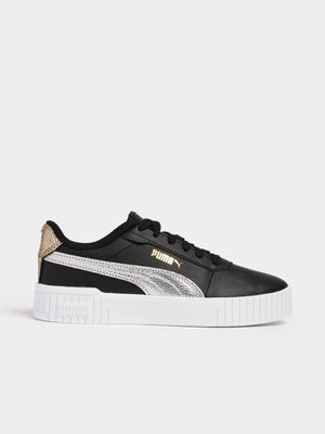 Womens Puma Carina Metallic Shine Black/White Sneaker