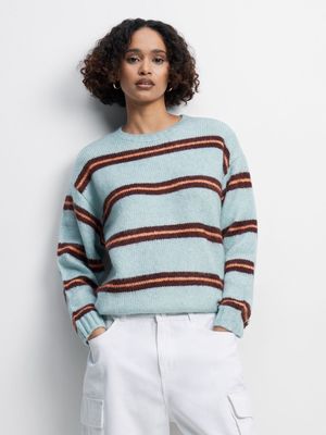 Vans Women's Suzie Stripe Grey Mist Crew Sweater