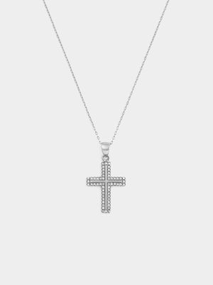 Sterling Silver Cubic Zirconia Pavé Cross Pendant