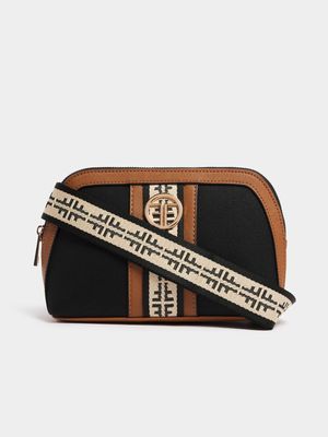 Webbing Detail Canvas Crossbody Bag