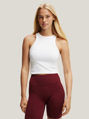 Women's Cotton On White Seamless Ringer Tank Top