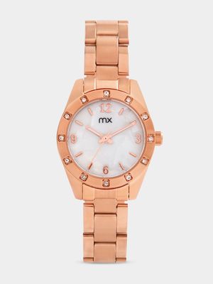 MX Rose Plated Mother Of Pearl Dial Bracelet Watch