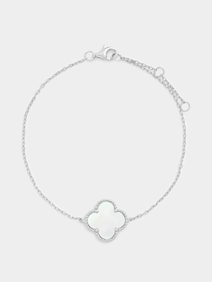 Sterling Silver Mother Of Pearl Clover Bracelet