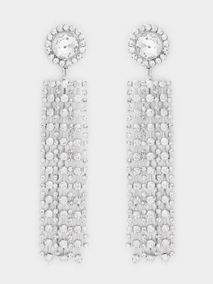 Statement Silver Tone Chandelier Earrings