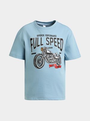 Younger Boy's Blue Graphic Print T-Shirt