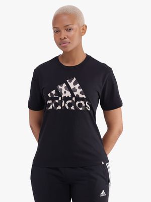 Womens adidas Black Animal Tee