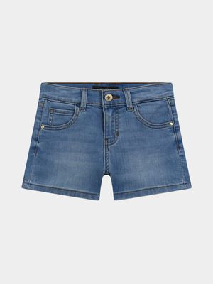 Girl's Guess Light Blue Stretch Denim Shorts