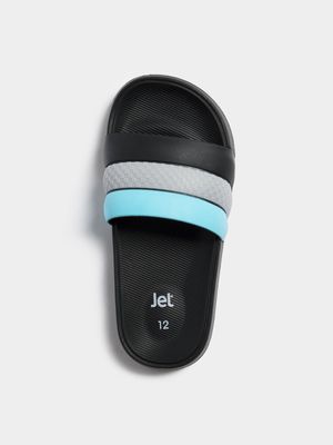 Jet Older Boys Black/Blue Pool Slides