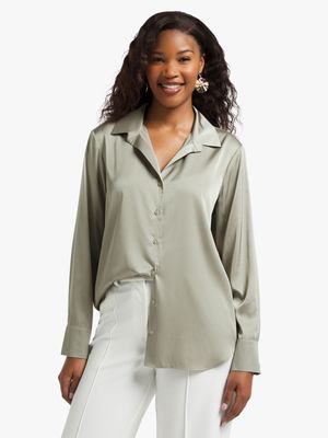 Women's Sage Satin Shirt