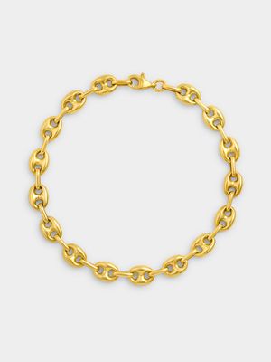 9ct Yellow Gold Puff Mariner Link Bracelet