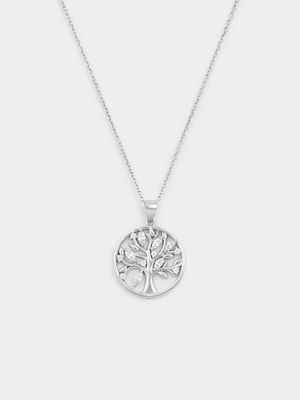 Sterling Silver Cubic Zirconia Tree Of Life Pendant