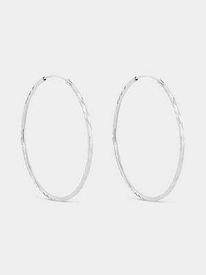 Sterling Silver Female Diamond Cut Hoop Earrings