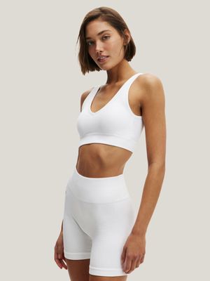 Women's Cotton On White Seamless Plunge Strappy Back Crop Top