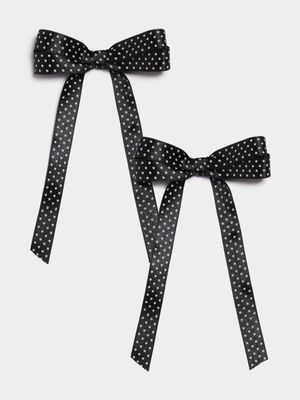 Women's Polka Dot Dainty Double Bow