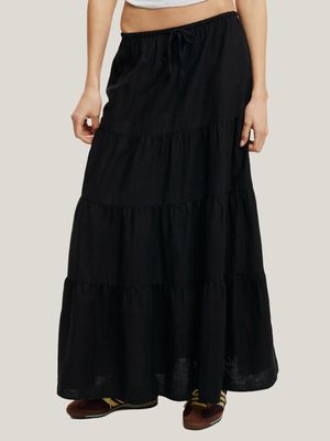 Women's Cotton On Black Haven Tiered Maxi Skirt