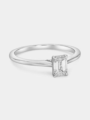 White Gold 0.6ct Lab Grown Diamond Solitaire Emerald-Cut Ring