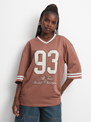 Women's Mocha Oversized Graphic Top