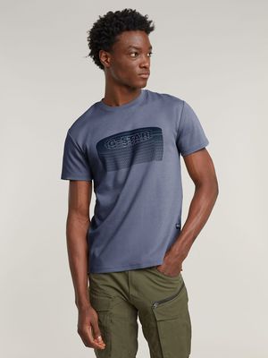 G-Star Men's Stacked Old Skool Logo Blue T-Shirt