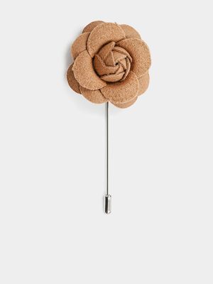 Men's Markham Rosette Beige Lapel Pin