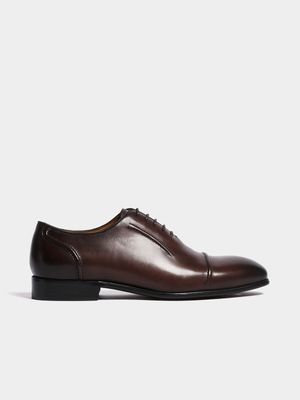 Fabiani Men's Leather Toe Cap Brown Oxford Shoes