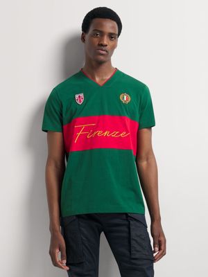 Fabiani Men's Firenze Red Green V-Neck T-Shirt