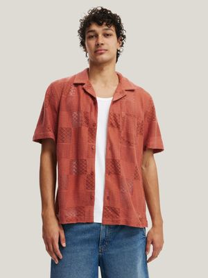 Men's Cotton On Brown Palma Short Sleeve Shirt