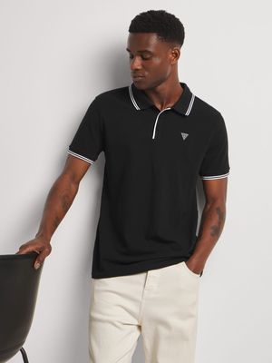 Men's Guess Black Tipped Core Polo