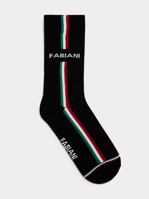 Fabiani Men's Tri-Color Stripe Cotton Anklet Socks