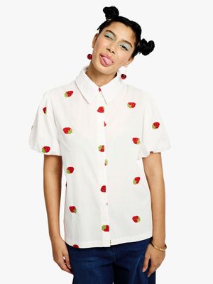 Women's Me&B White Peter Pan Collar Cotton Blouse