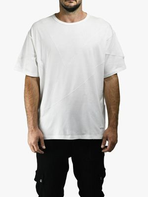 Men's Zeitgeist  White Oversized Cutline T-Shirt